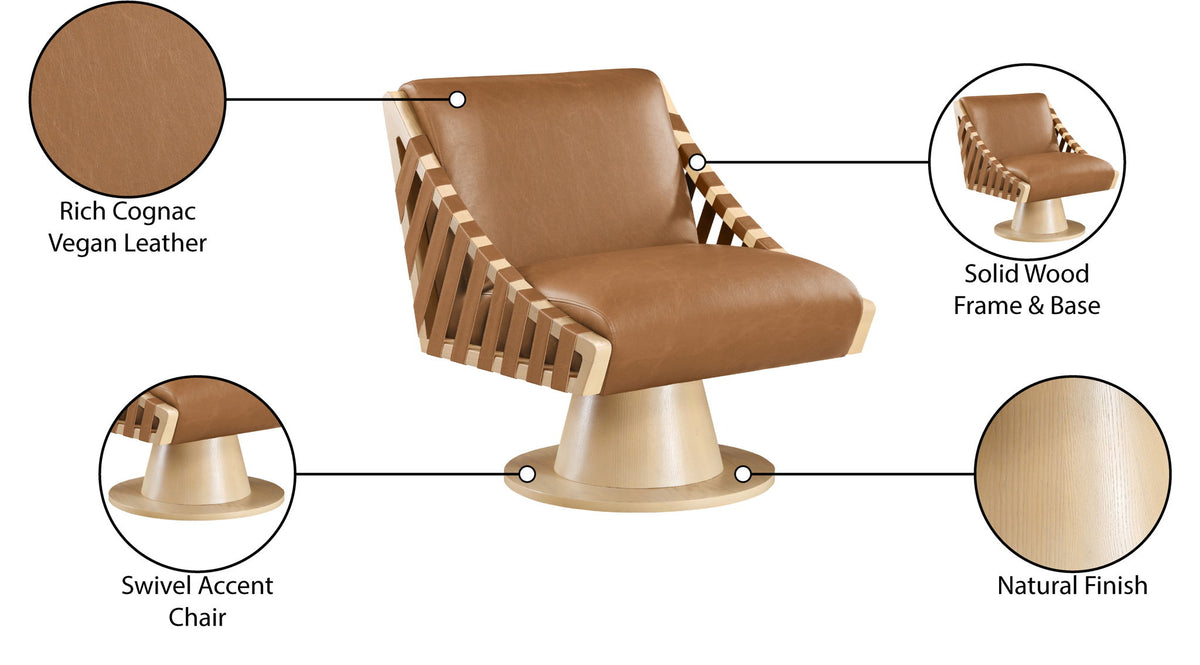 Millwin - Swivel Accent Chair With Natural Base