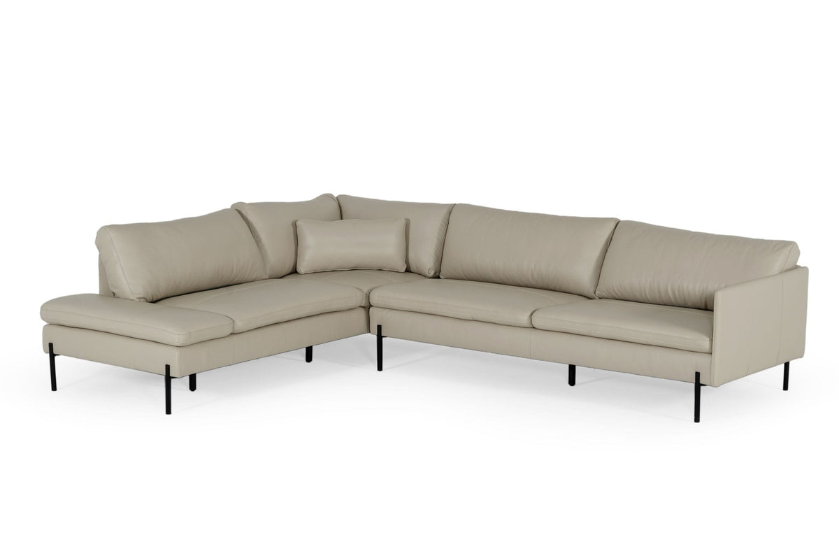 Sherry - Modern Grey Leather Left Facing Sectional Sofa by VIG Furniture - View 2