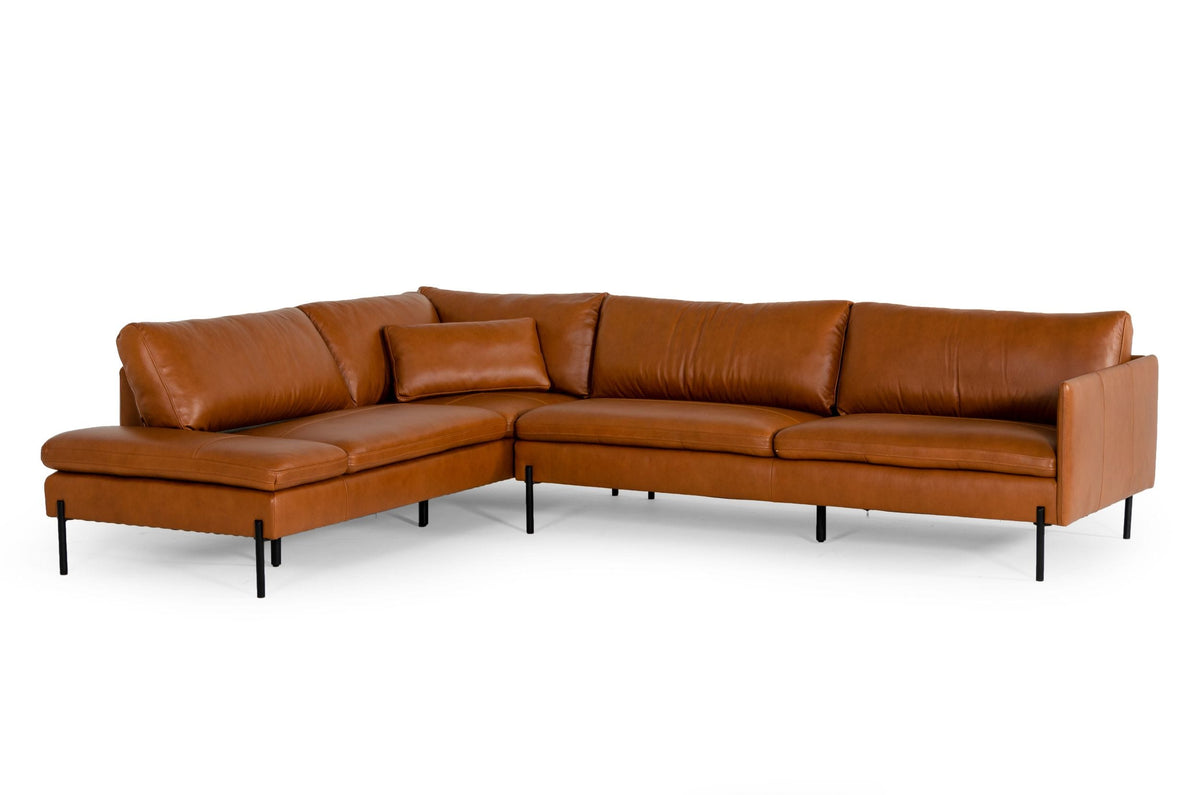 Sherry - Modern Cognac Leather Left Facing Sectional Sofa by VIG Furniture - View 2