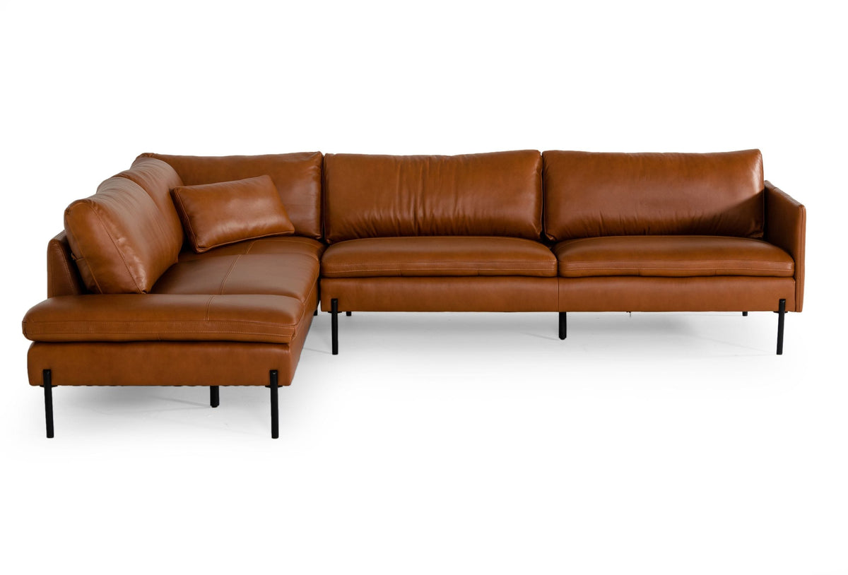 Sherry - Modern Cognac Leather Left Facing Sectional Sofa by VIG Furniture - View 3