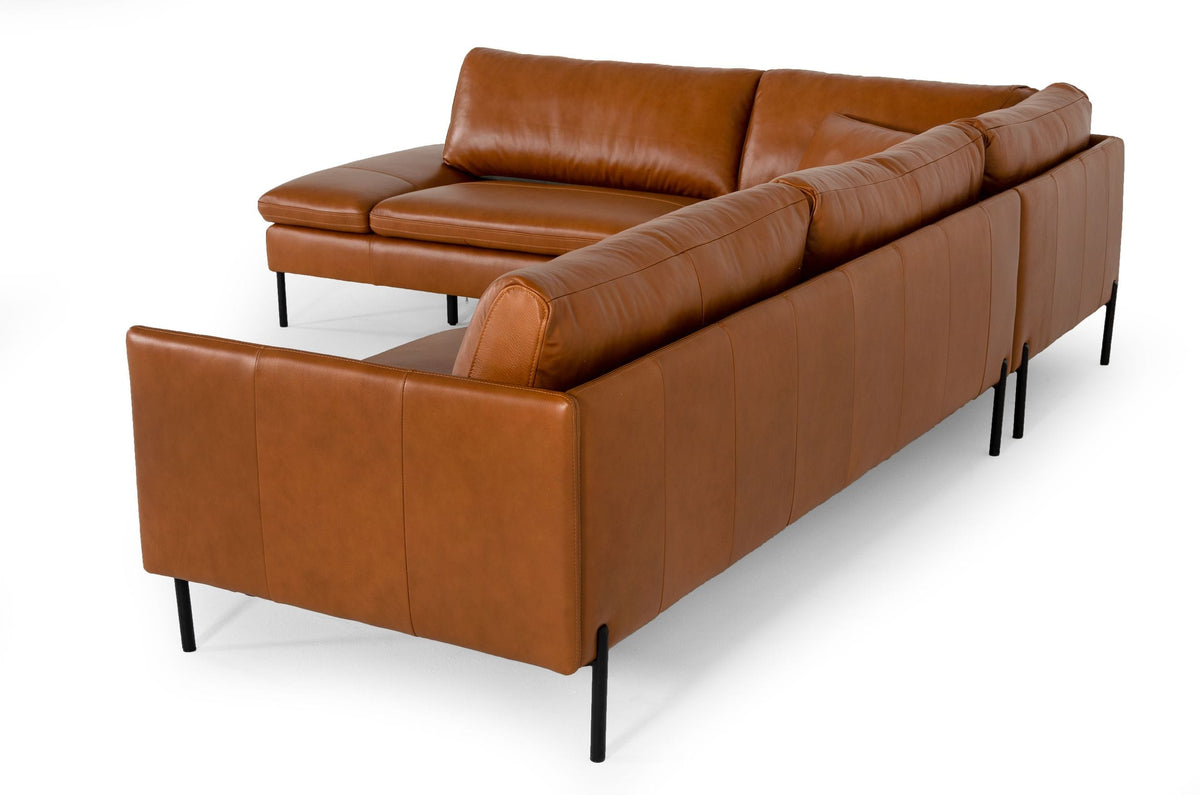 Sherry - Modern Cognac Leather Left Facing Sectional Sofa by VIG Furniture - View 4