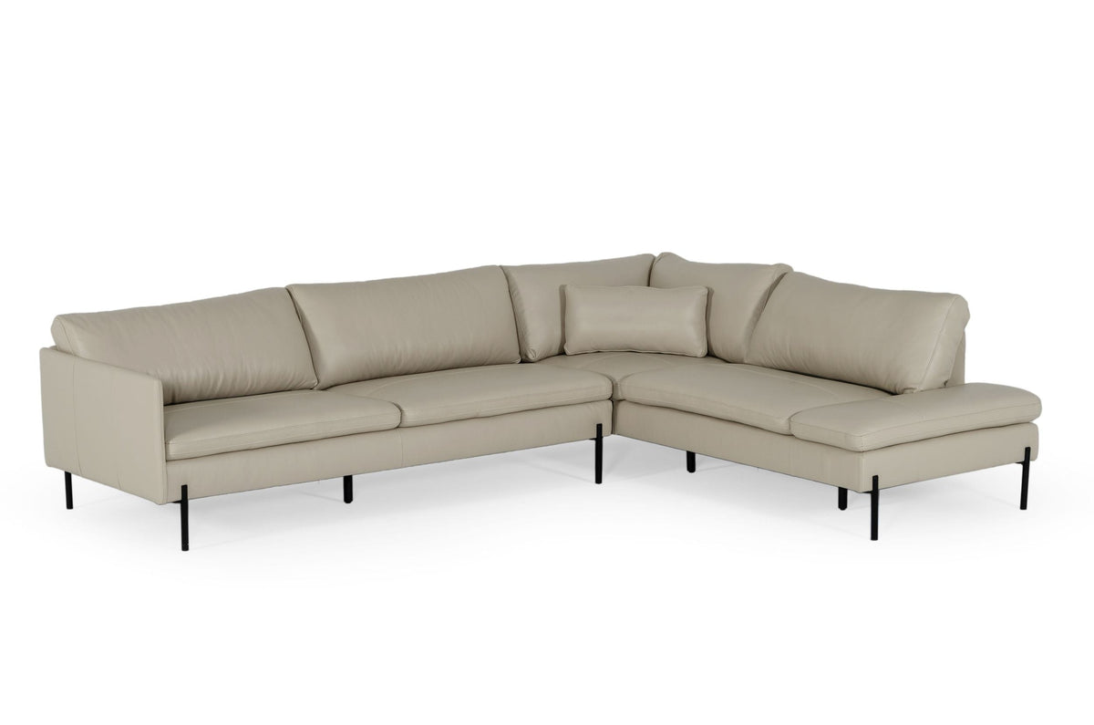 Sherry - Modern Grey Leather Right Facing Sectional Sofa by VIG Furniture - View 2