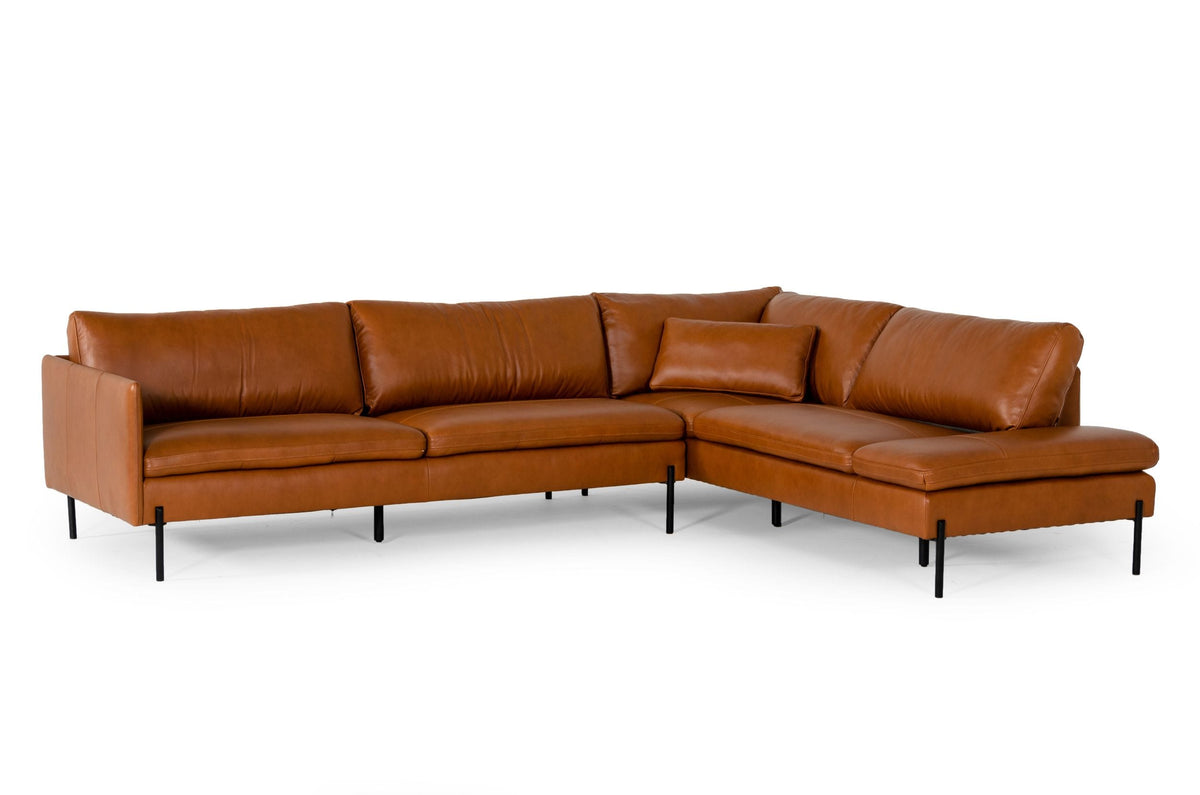 Sherry - Modern Cognac Leather Right Facing Sectional Sofa by VIG Furniture - View 2