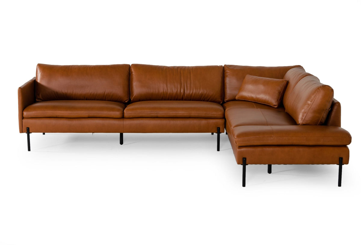 Sherry - Modern Cognac Leather Right Facing Sectional Sofa by VIG Furniture - View 3