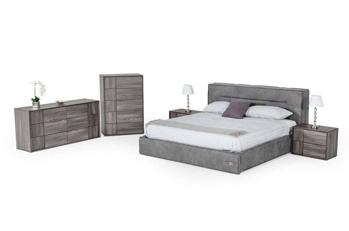 Hollywood - Italian Contemporary Grey Leather Bed by VIG Furniture - View 9