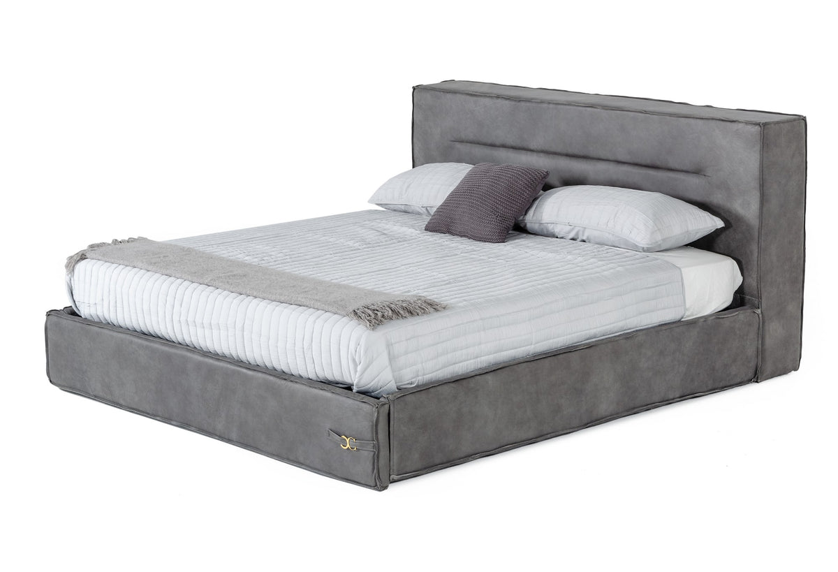Hollywood - Italian Contemporary Grey Leather Bed by VIG Furniture - View 7