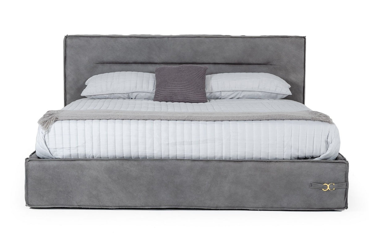 Hollywood - Italian Contemporary Grey Leather Bed by VIG Furniture - View 1
