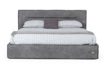 Hollywood - Eastern King Italian Contemporary Grey Leather Bed