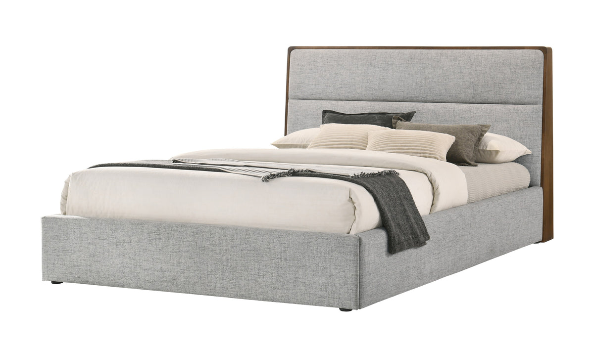 Dustin - Modern Grey Fabric & Walnut Trimmed Bed by VIG Furniture - View 5