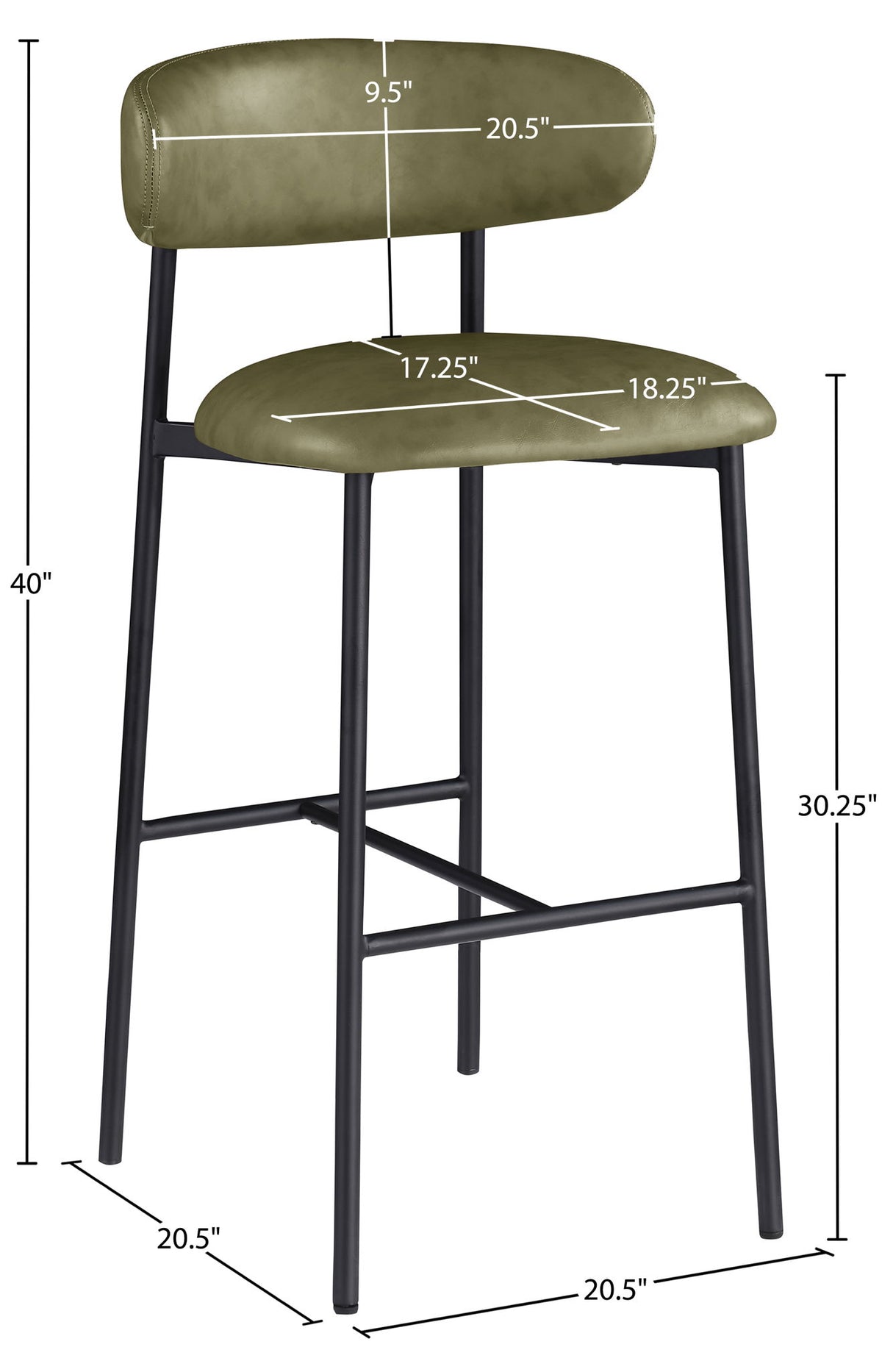 Lupita - Vegan Leather Upholstered Bar Stool With Matte Black Frame (Set of 2)