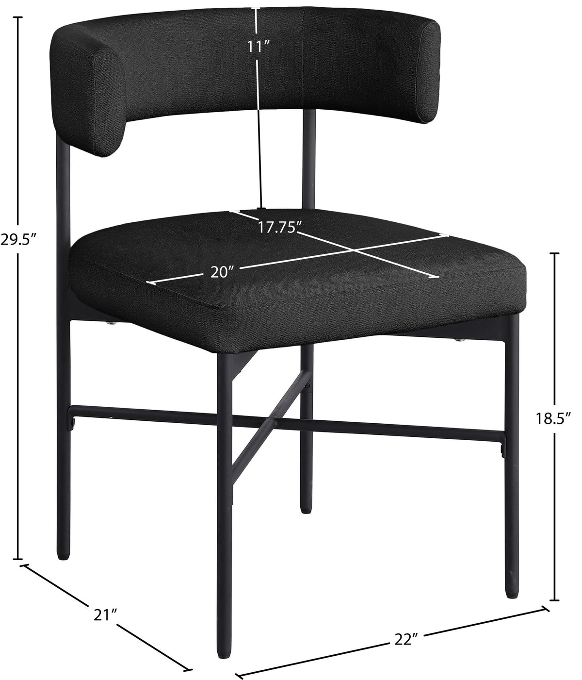Rivage - Durable Dining Chair With Black Frame (Set of 2)
