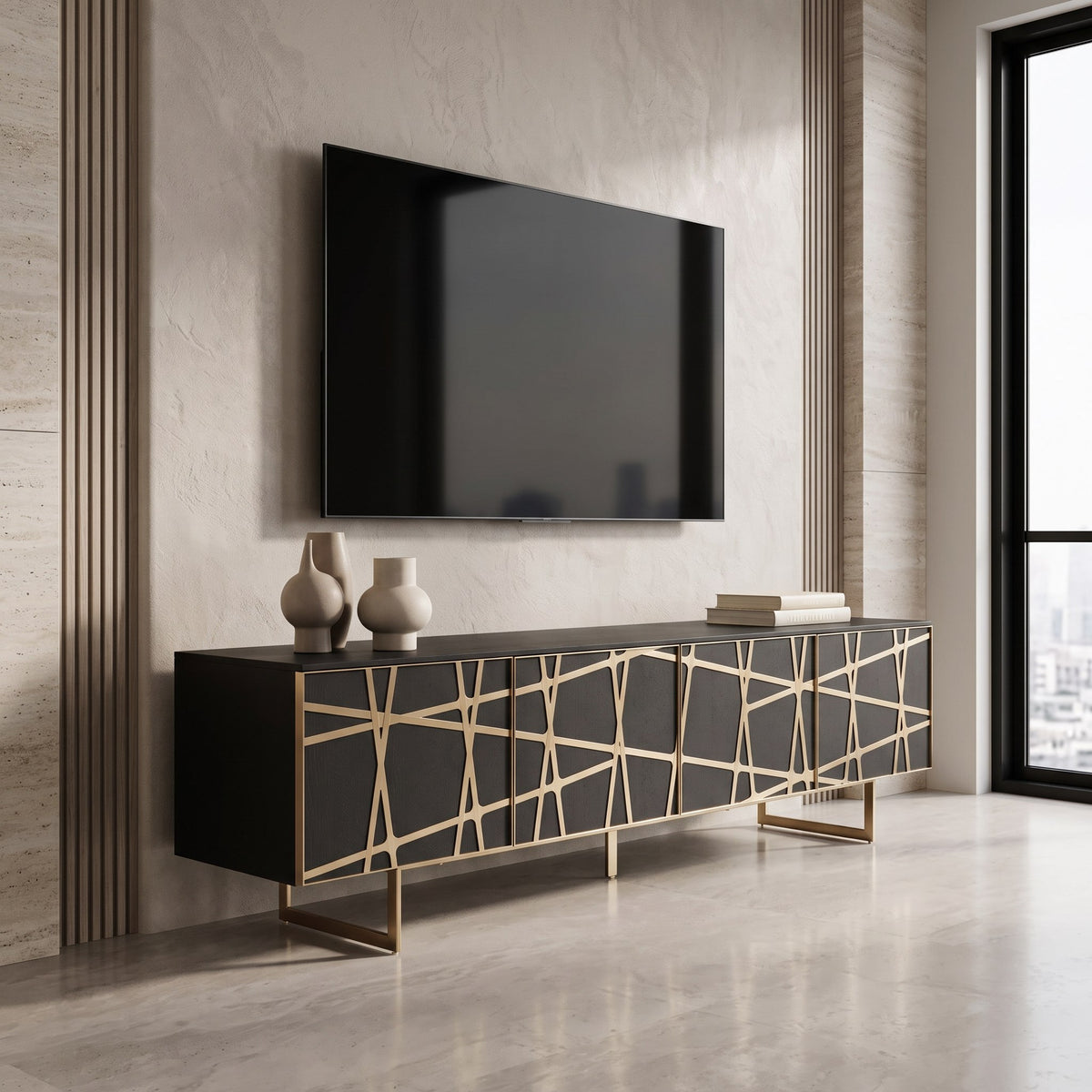 Kilson - Modern Black Oak & Champagne Gold TV Stand by VIG Furniture - View 7