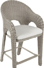 Seacrest - Olefin Water Resistant Fabric And Wicker Outdoor Patio Bar Stool