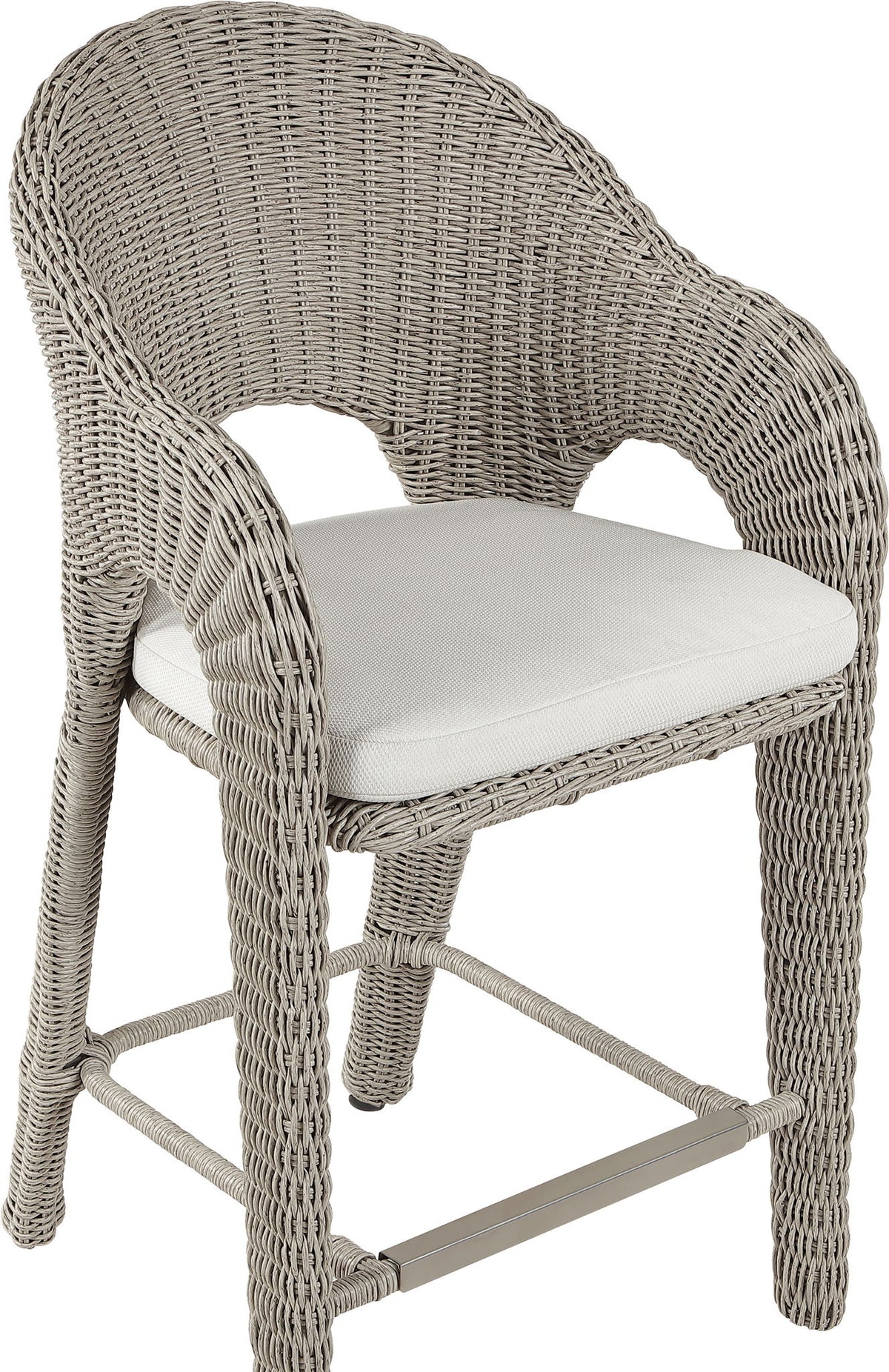 Seacrest - Olefin Water Resistant Fabric And Wicker Outdoor Patio Bar Stool