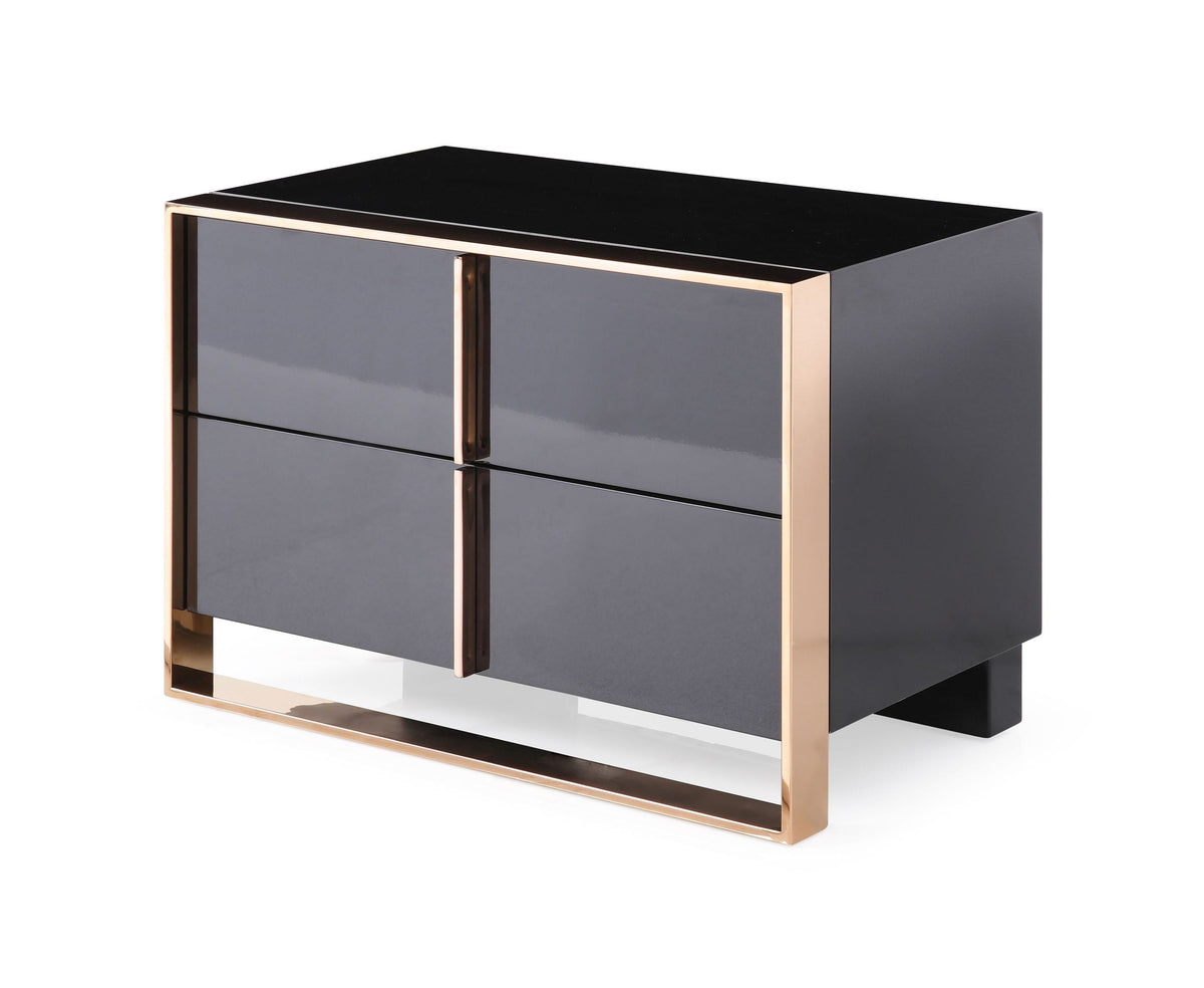 Cartier Modern Black & Rosegold Nightstand by VIG Furniture - View 2