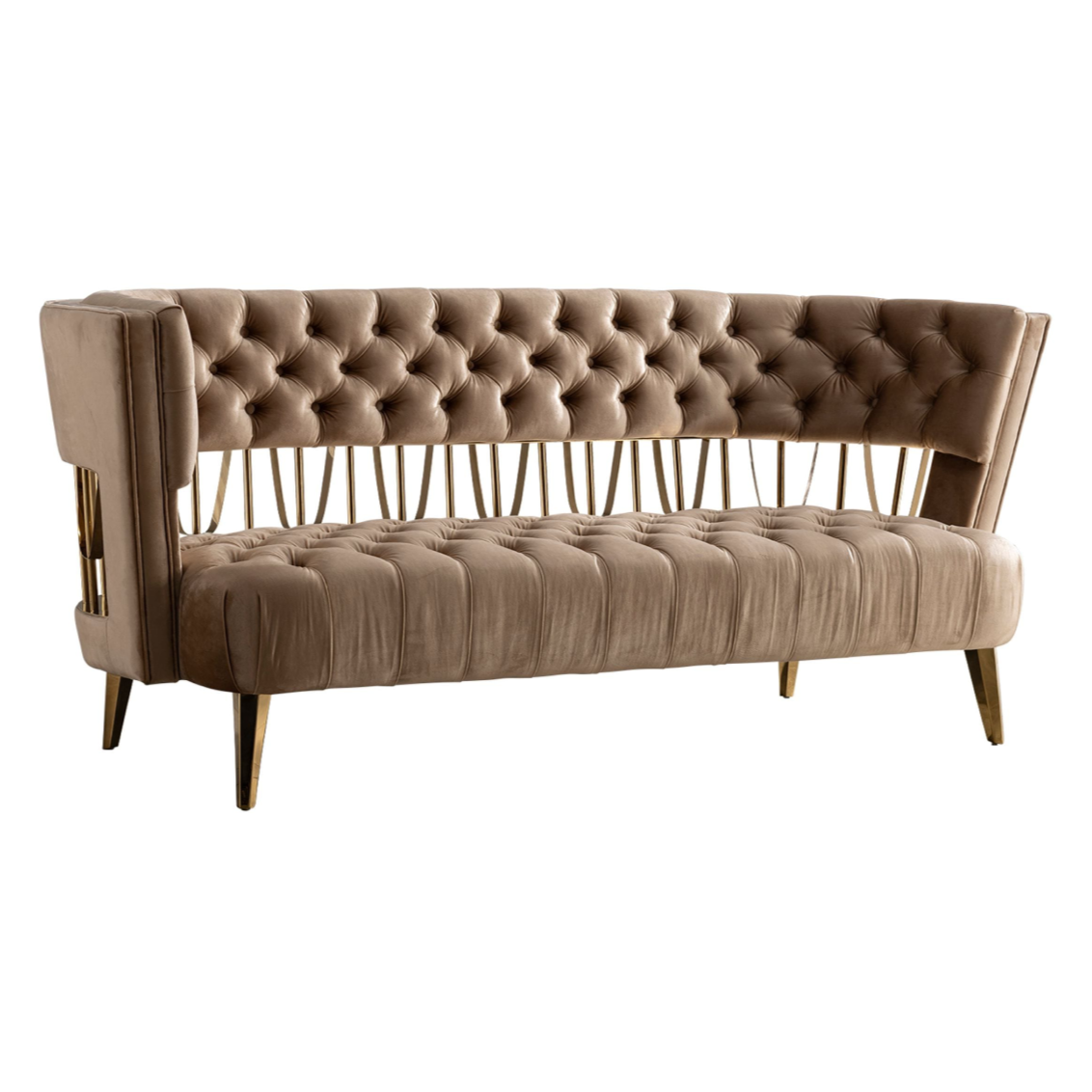 Courtney - Beige & Gold Fabric Loveseat by VIG Furniture - View 1