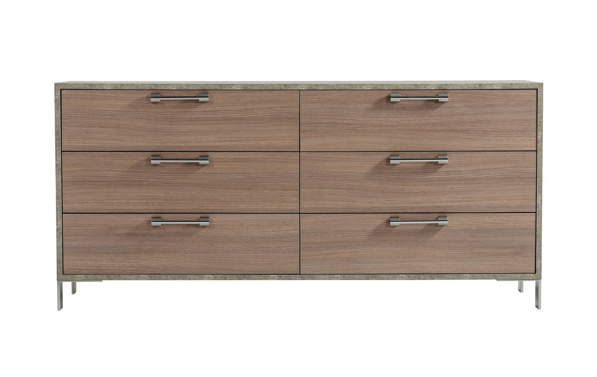 Boston - Modern Brown Oak & Brushed Stainless Steel Dresser by VIG Furniture - View 1