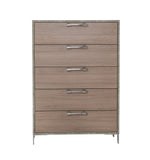 Boston - Modern Brown Oak & Brushed Stainless Steel Chest by VIG Furniture - View 1