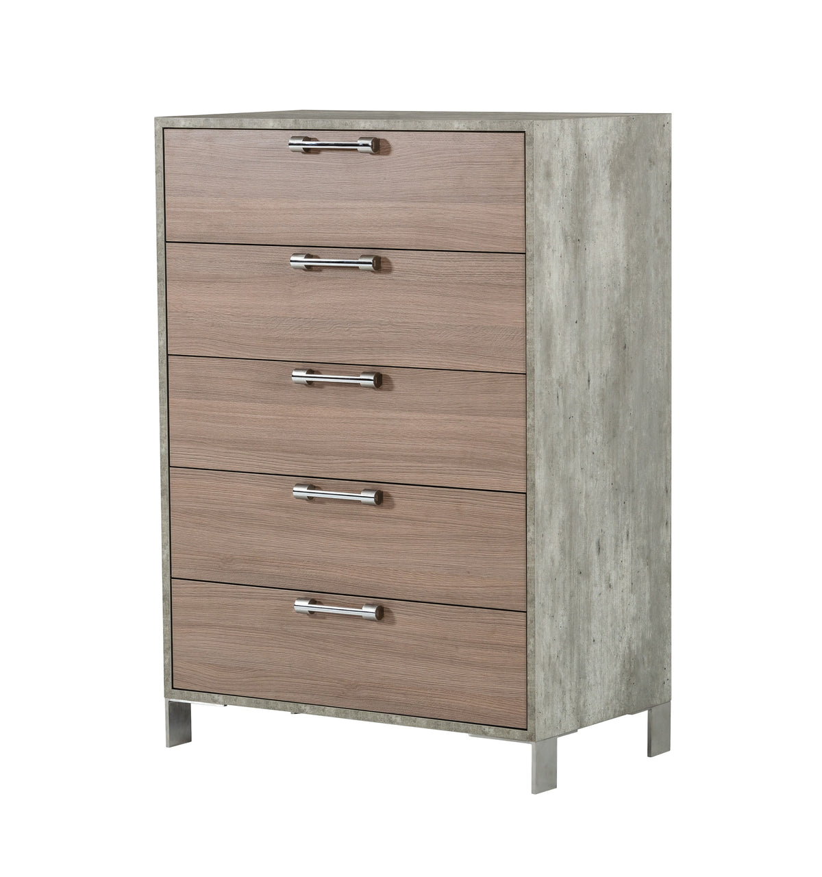 Boston - Modern Brown Oak & Brushed Stainless Steel Chest by VIG Furniture - View 4