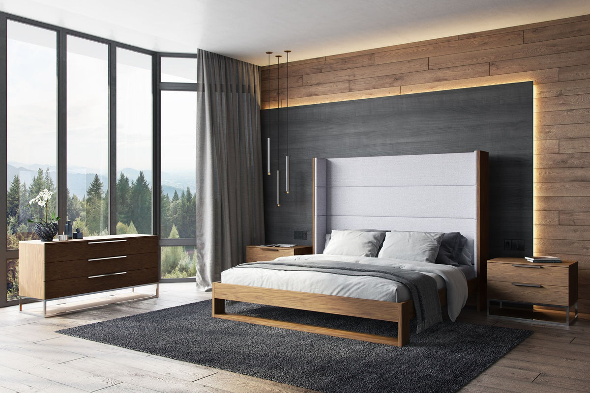 Helenora - Contemporary Grey Fabric & Walnut Trim Bed by VIG Furniture - View 4