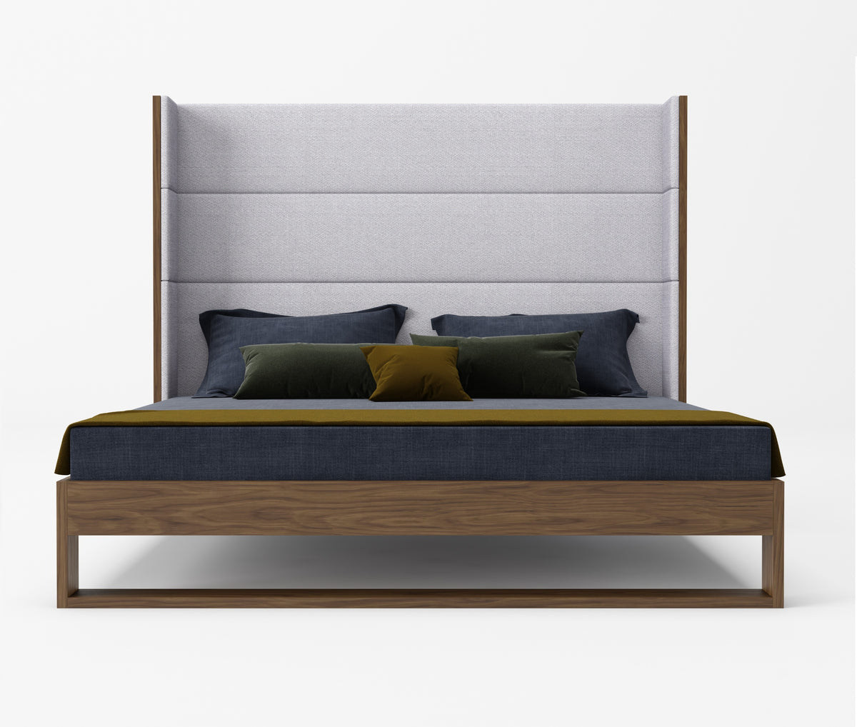Heloise - Contemporary Grey Fabric & Walnut Trim Bed by VIG Furniture - View 1