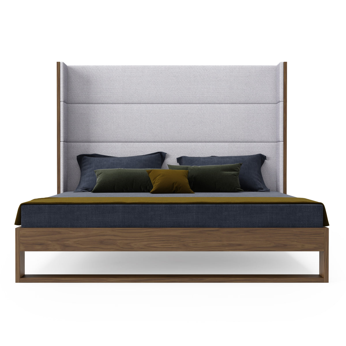 Helenora - Contemporary Grey Fabric & Walnut Trim Bed by VIG Furniture - View 1