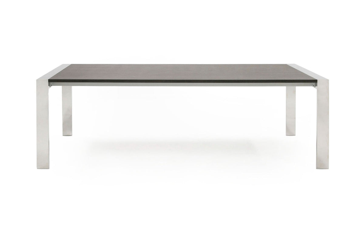 Fauna - Modern Elm Grey & Stainless Steel Chrome Dining Table by VIG Furniture - View 7
