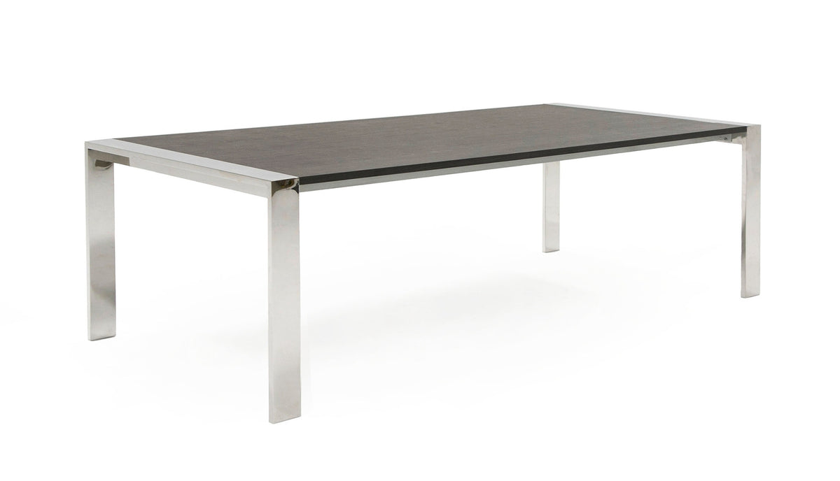 Fauna - Modern Elm Grey & Stainless Steel Chrome Dining Table by VIG Furniture - View 2