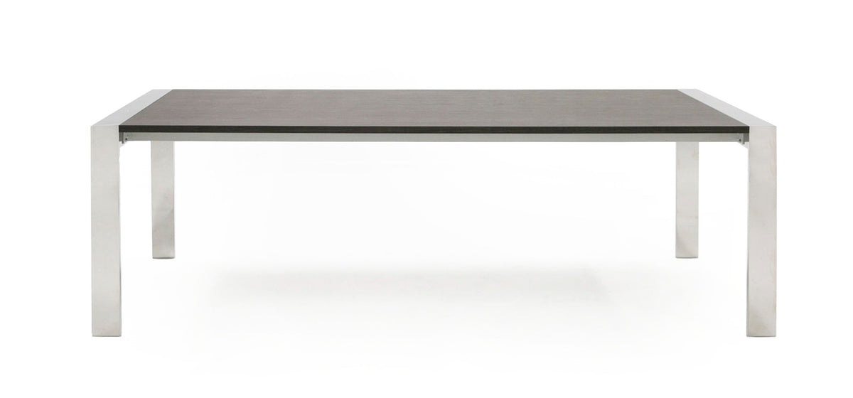Fauna - Modern Elm Grey & Stainless Steel Chrome Dining Table by VIG Furniture - View 3