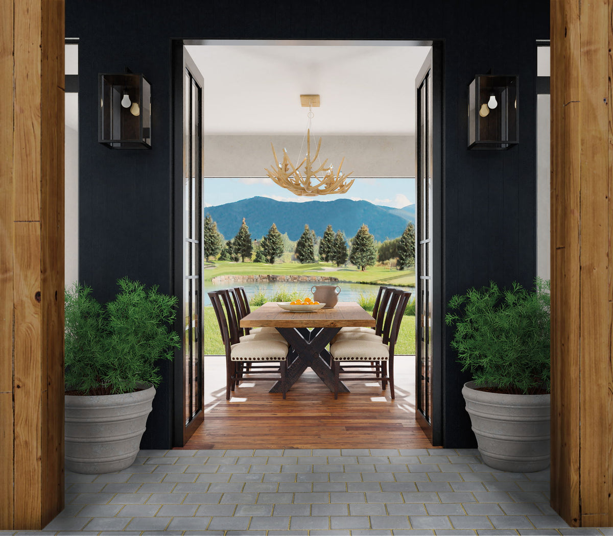Big Sky - Trestle Dining Table With 2-20" Leaves - Light Brown