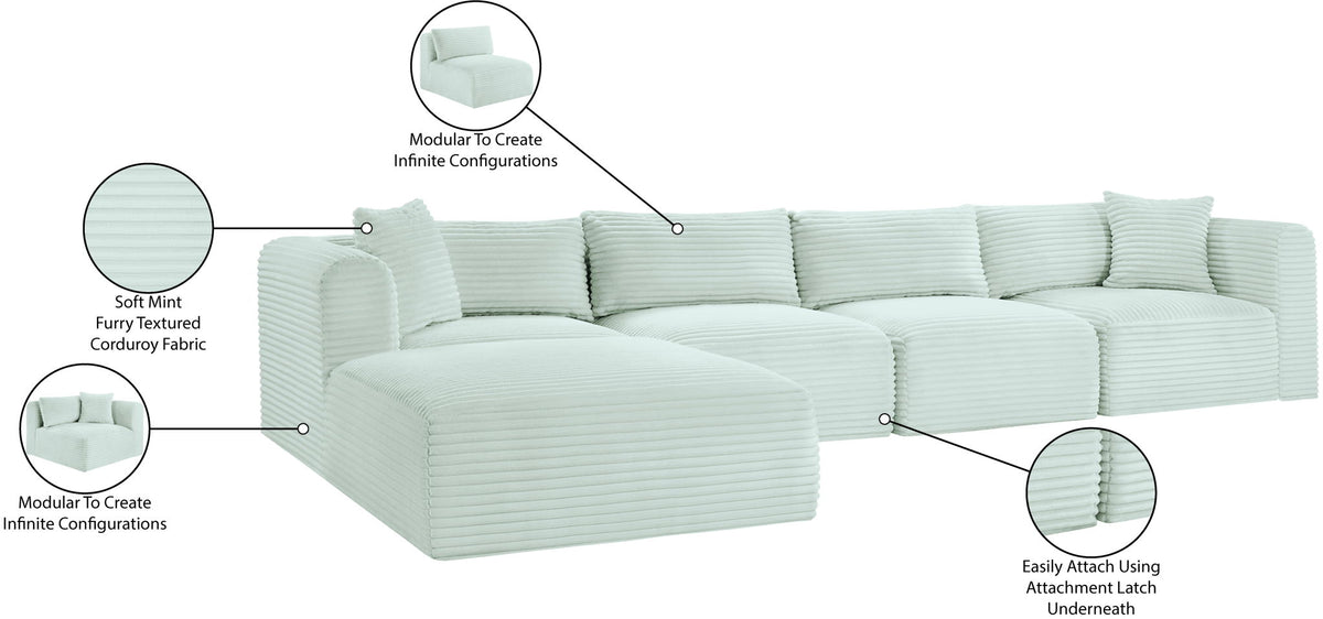 Shaggy - 5 Piece Modular Sectional With Ottoman