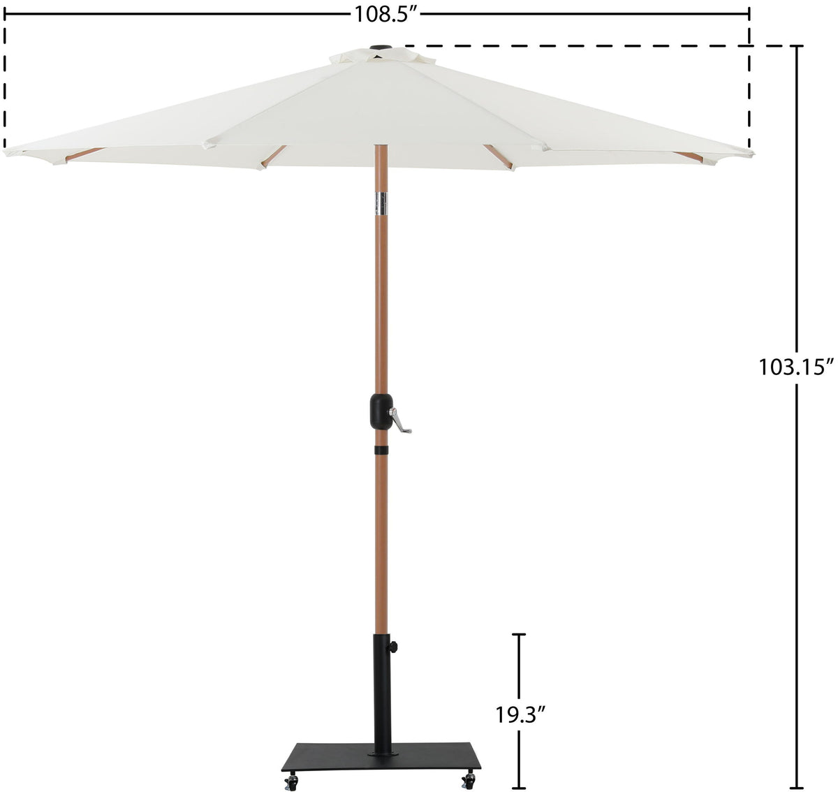 Fiji - Aluminum Patio Umbrella With Square Black And Teak Base