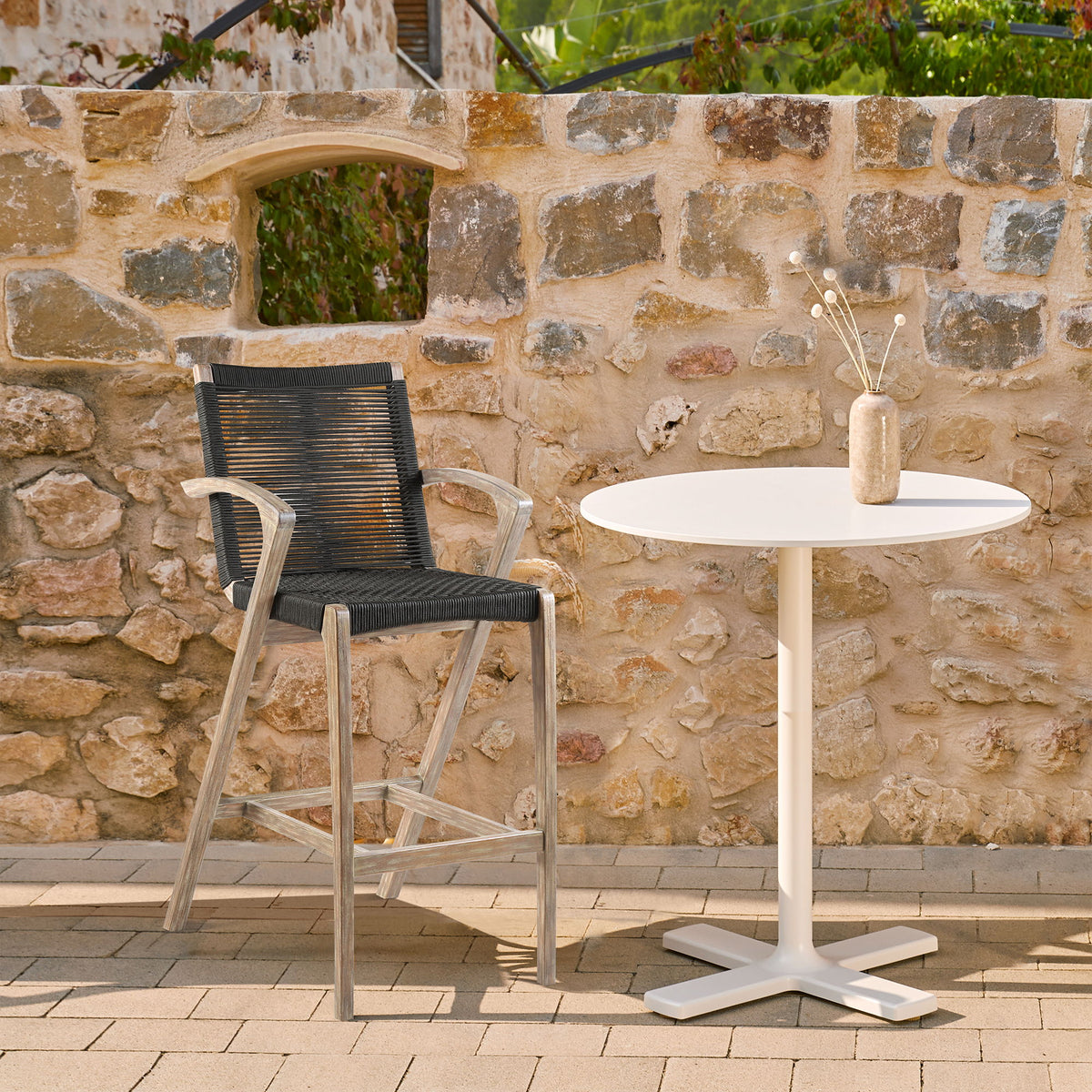 Nabila - Outdoor Rope And Wood Stool
