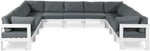 Nizuc - Outdoor Patio 11 Piece Modular Sectional With White Frame