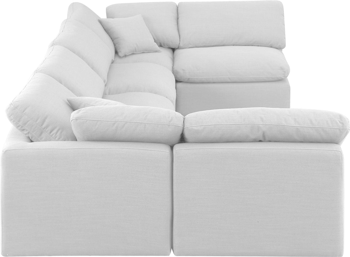 Indulge - Linen 6 Piece Modular U-Shaped Sectional - White