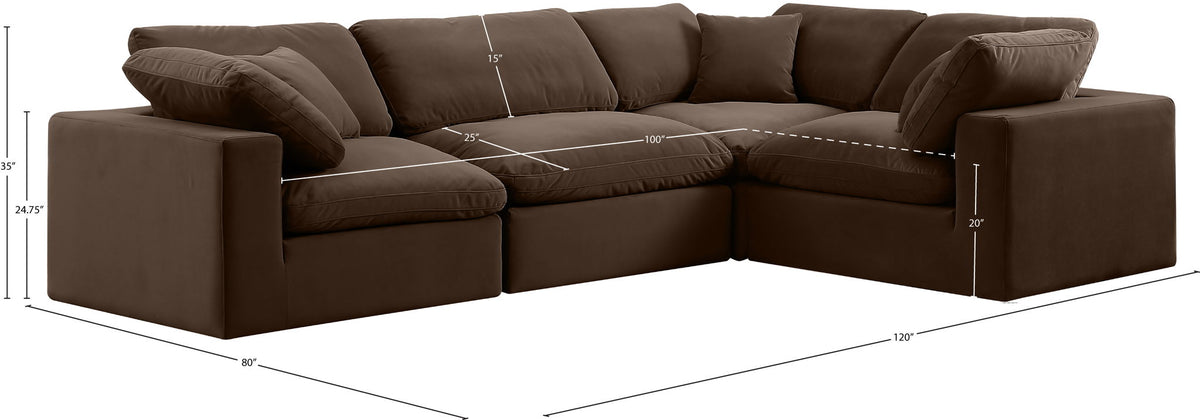 Comfy - 4 Piece Velvet Modular Sectional