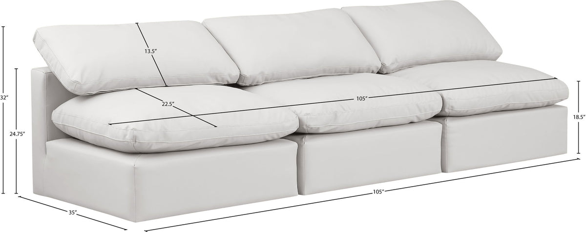 Indulge - Faux Leather 3 Seat Modular Armless Sofa