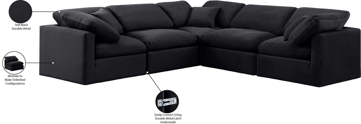 Indulge - Velvet 5 Piece Modular Corner Sectional