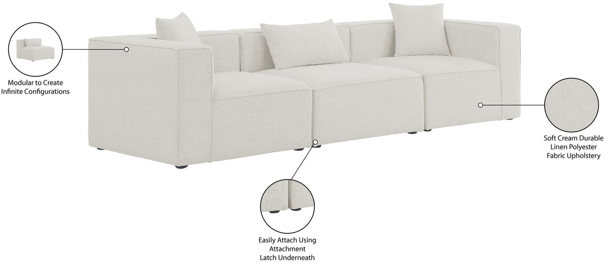 Cube - Linen Modular 3 Seat Sofa