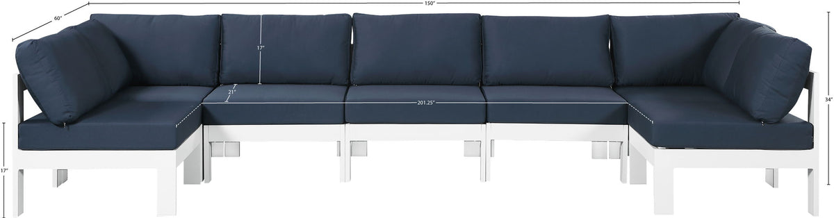 Nizuc - Outdoor Patio 7 Piece Modular Sectional With White Frame