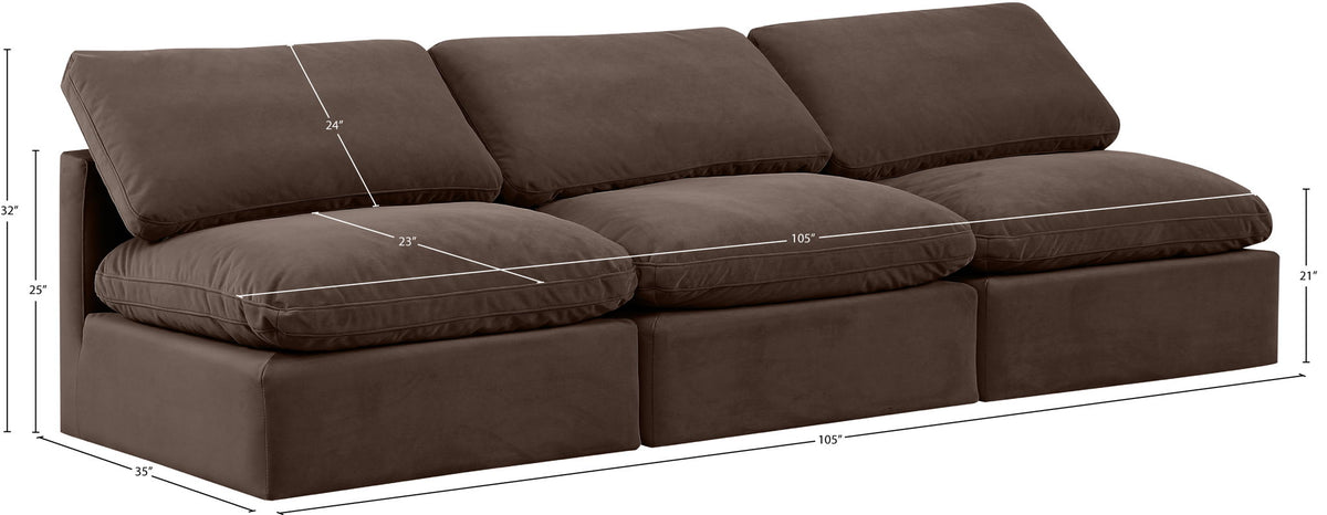 Indulge - Velvet 3 Seat Modular Armless Sofa