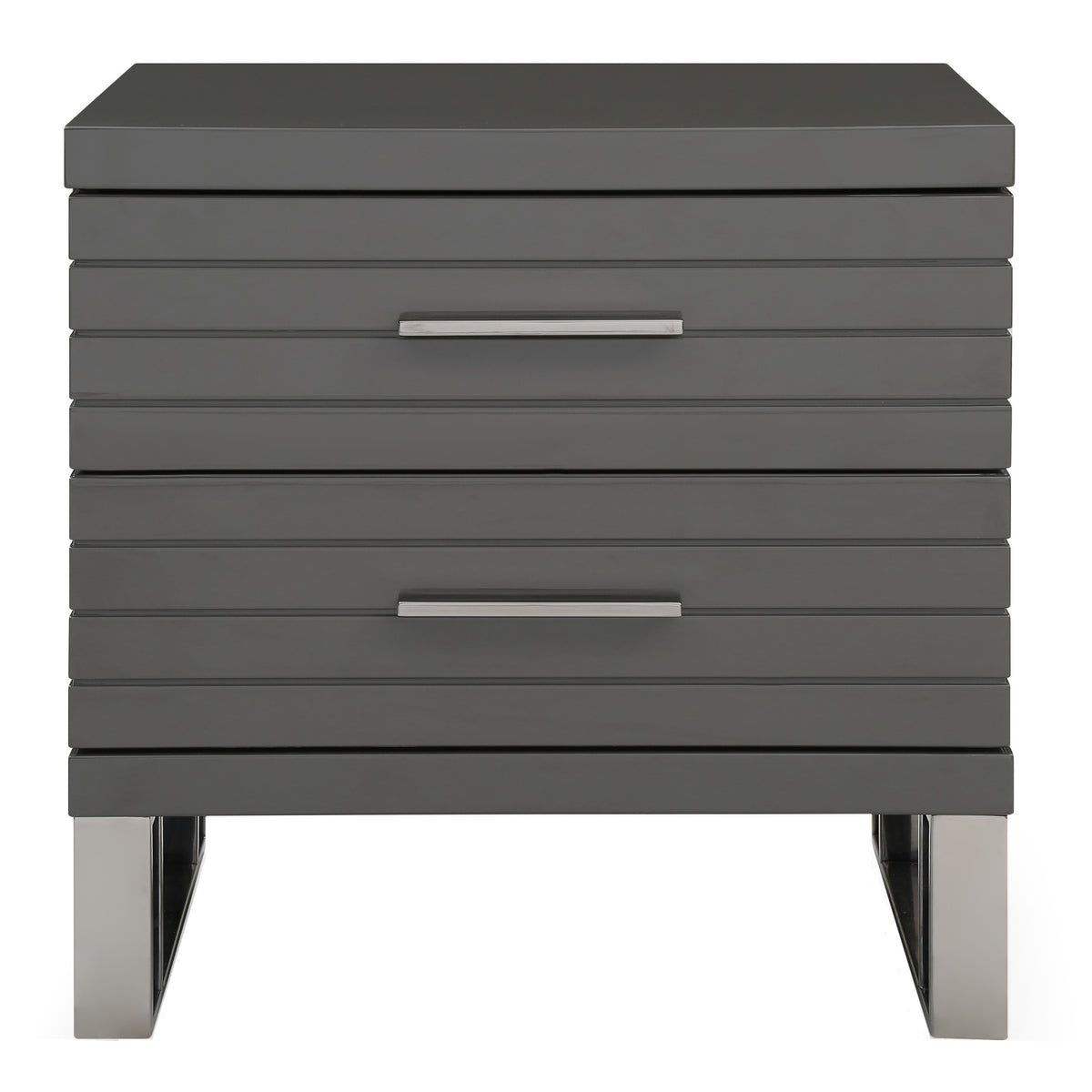 Splendor - Grey High Gloss Slatted Nightstand by VIG Furniture - View 1