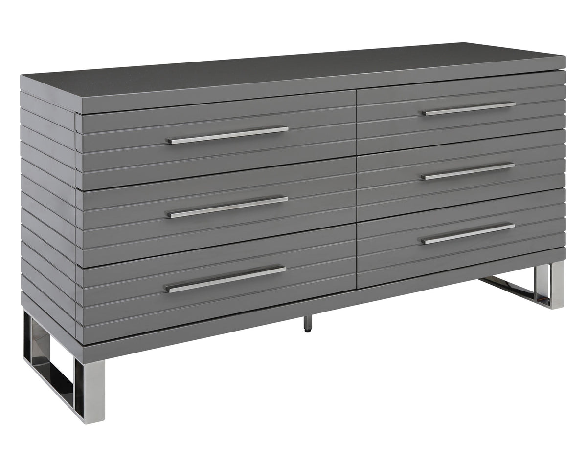 Splendor - Grey High Gloss Slatted Dresser by VIG Furniture - View 3