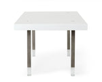 Lenny- Modern White High Gloss & Stainless Steel Gun Metal Dining Table by VIG Furniture - View 3