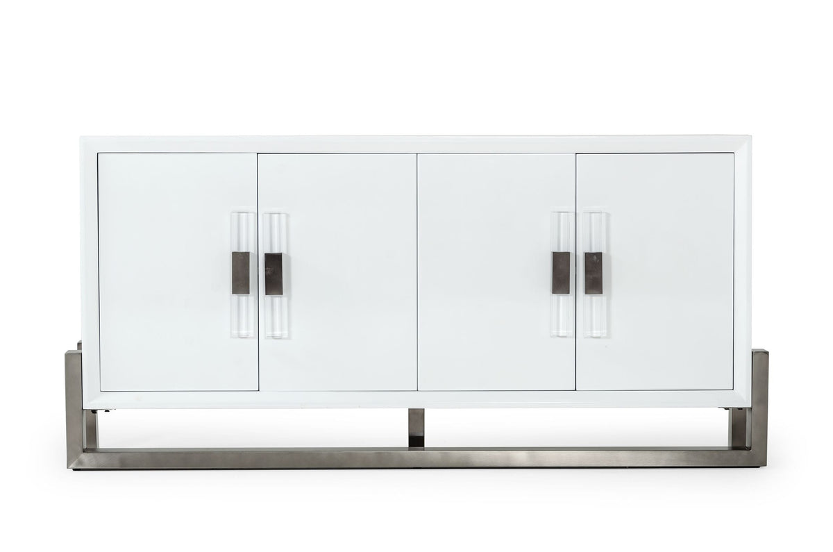 Lenny - Modern White High Gloss & Stainless Steel Gun Metal Buffet by VIG Furniture - View 1