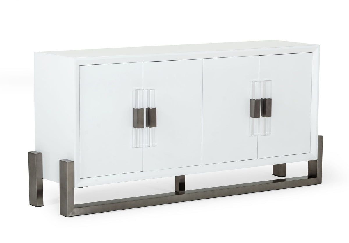 Lenny - Modern White High Gloss & Stainless Steel Gun Metal Buffet by VIG Furniture - View 2