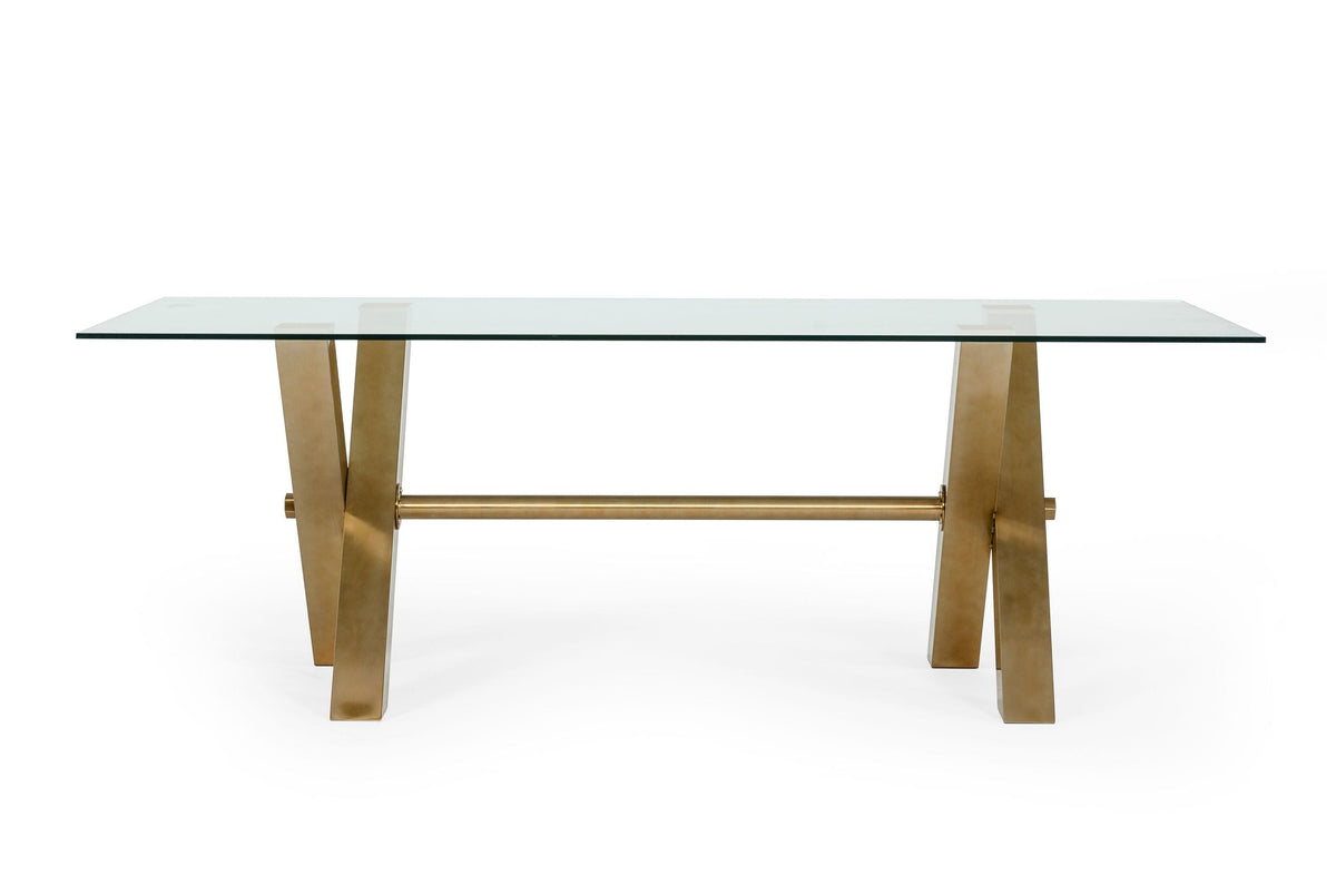 Dandy - Modern Golden & 15mm Glass Dining Table by VIG Furniture - View 3