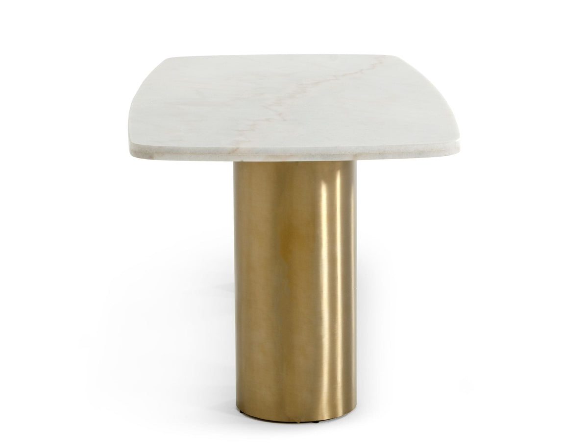 Rocky - Glam White Marble & Brush Gold Dining Table by VIG Furniture - View 3