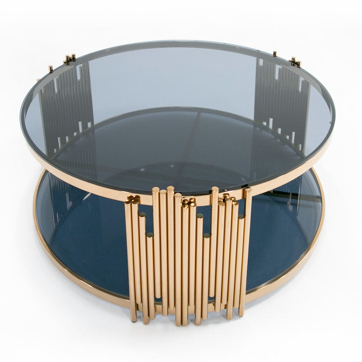 Bryce Modern Smoked Glass & Rosegold Round Coffee Table by VIG Furniture - View 2