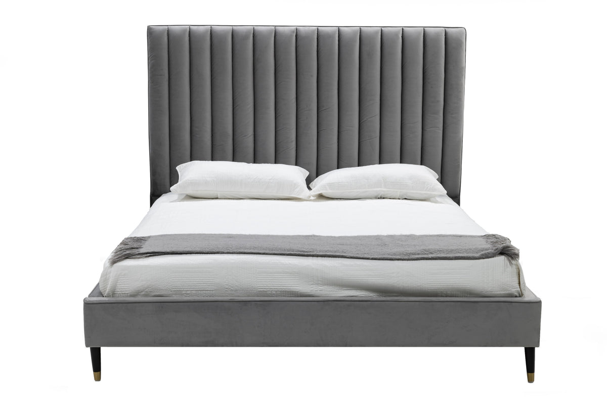 Hemlock - Modern Grey Velvet Bed by VIG Furniture - View 2